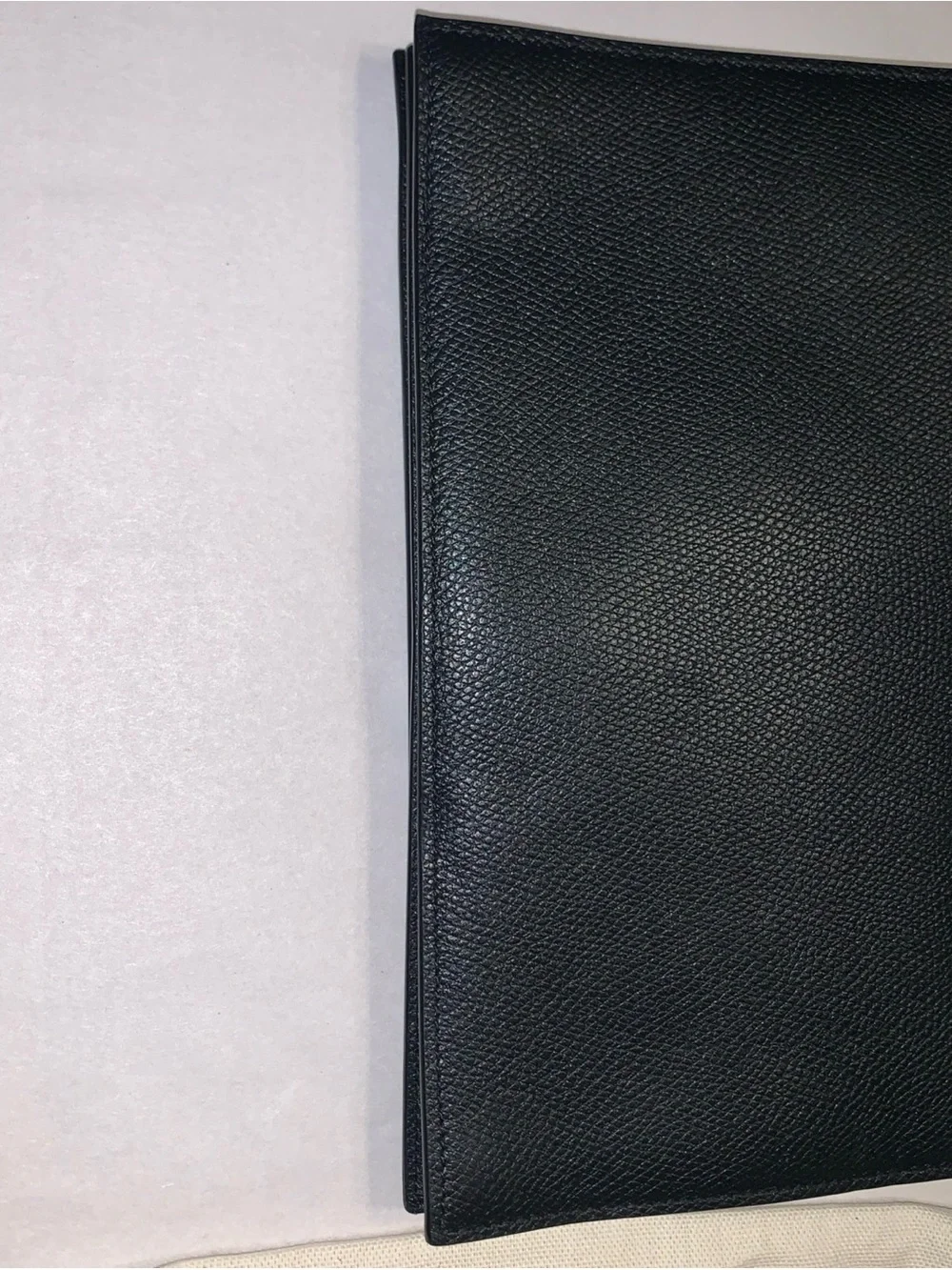 Valentino Black Textured Leather Clutch with Gold V Logo and Zip Pouch